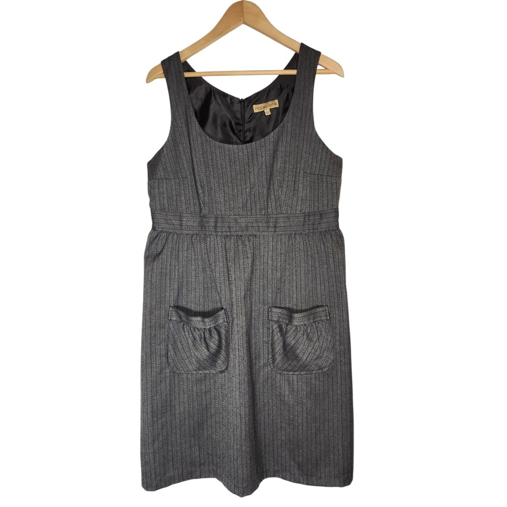 VTG Y2K Dark Academia Whimsigoth Grey Tweed Pinafore Jumper Dress Corporate L